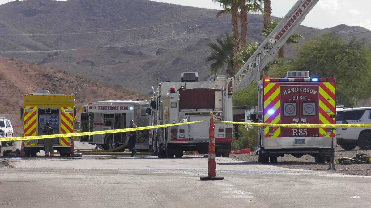 Emergency vehicles are seen on Tuesday, Oct. 11, 2022, near East Paradise Hills and College dri ...