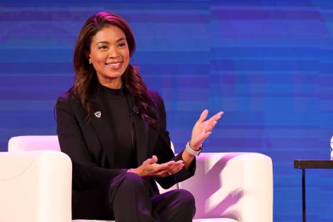 Raiders President Sandra Douglass Morgan talks to American Gaming Association President and CEO ...