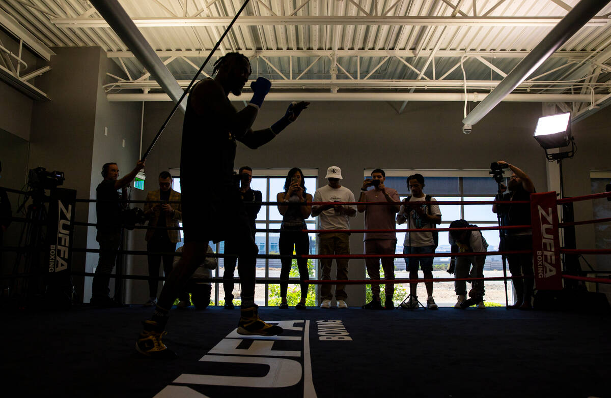 Boxer Deontay Wilder works out at a gym at UFC Apex on Thursday, Sept. 22, 2022, in Las Vegas. ...