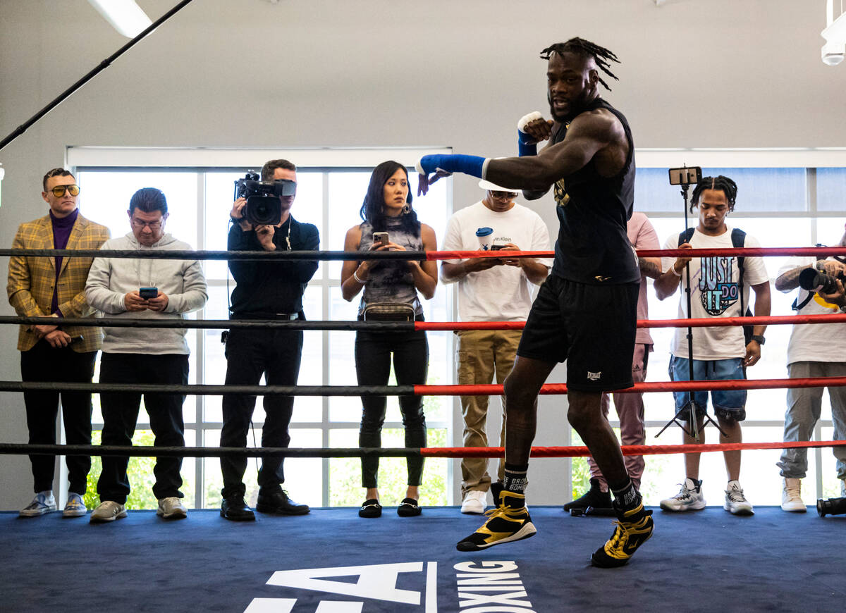 Boxer Deontay Wilder works out at a gym at UFC Apex on Thursday, Sept. 22, 2022, in Las Vegas. ...