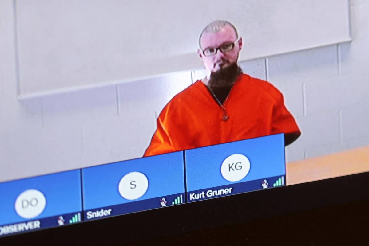 Andrew Hilford appears via videoconference for his sentencing at the Regional Justice Center in ...