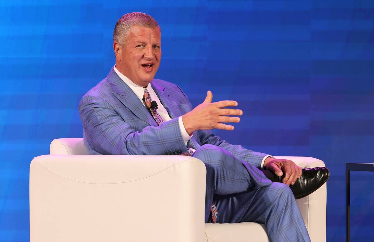 Derek Stevens, owner of Circa in downtown Las Vegas, speaks during a panel discussion at the Gl ...