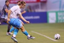 Las Vegas Lights Cal Jennings (26) takes a shot for a score against the Tacoma Defiance in the ...