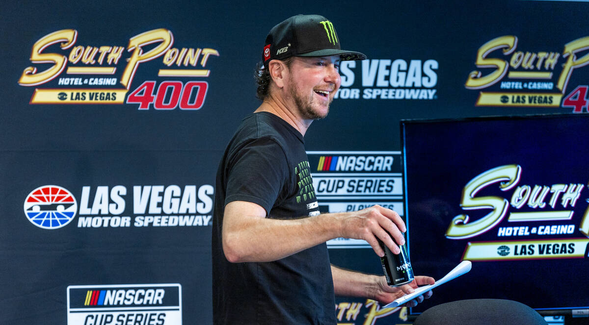 Kurt Busch smiles after addressing the media during a news conference prior to the Alsco Unifor ...