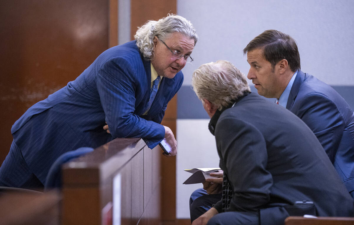 (From left) Lawyers David Chesnoff, John Spilotro and David Brown talk in court as New Orleans ...