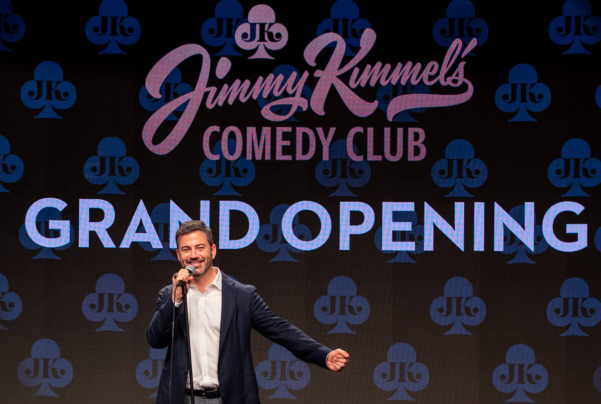 FILE - Jimmy Kimmel is shown at the grand opening of Jimmy Kimmel's Comedy Club at Linq Promena ...