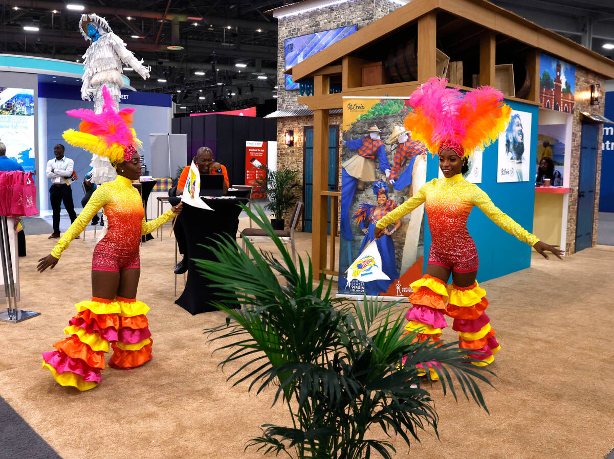 Dancers perform at the United States Virgin Islands tourism booth during the 27th World Route D ...