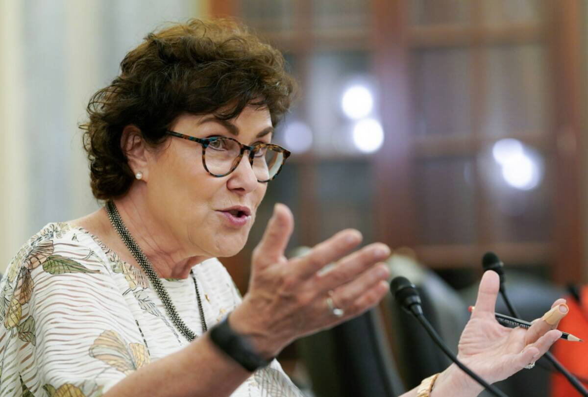 Sen. Jacky Rosen, D-Nev., asks a question during a hearing in August 2022 on Capitol Hill in Wa ...