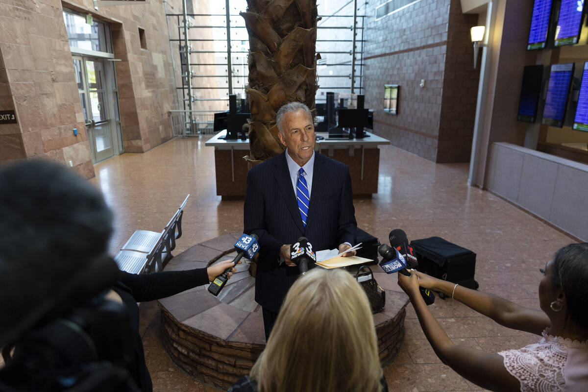 Clark County District Attorney Steve Wolfson speaks during a press conference following a court ...