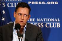 FILE - PayPal co-founder and Facebook board member Peter Thiel delivers his speech on the U.S. ...