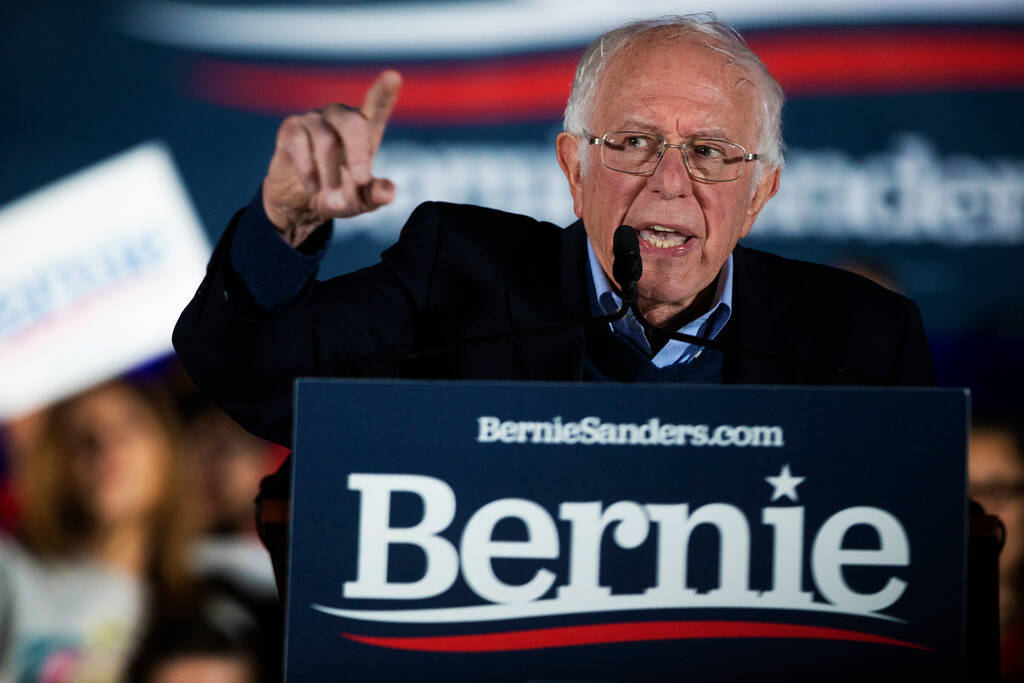 Democratic presidential candidate Sen. Bernie Sanders, I-Vt., speaks during the Las Vegas Get O ...