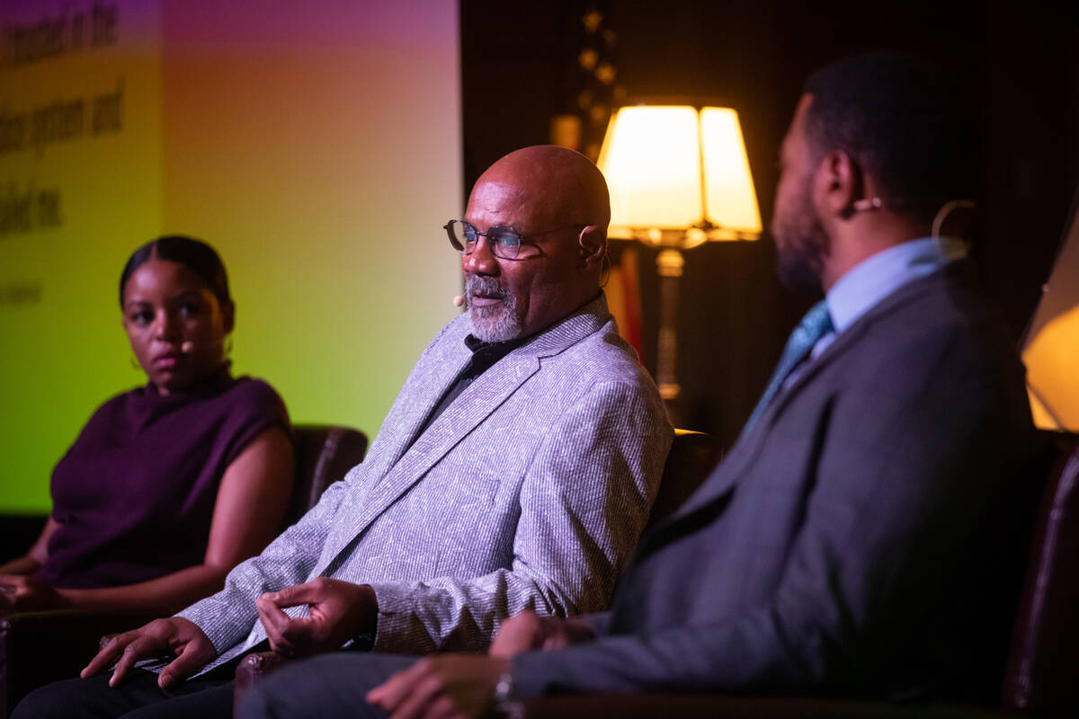 Marvin Anderson, center, 58, speaks on a panel about his experience of being wrongfully convict ...