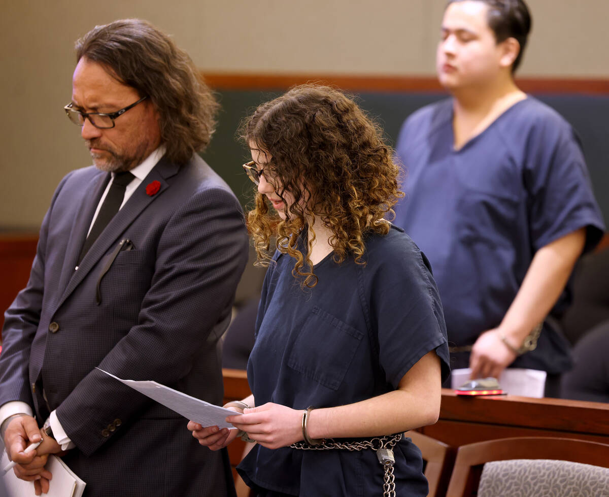 Sierra Halseth reads a statement with her attorney, Michael Sanft, during her sentencing at the ...