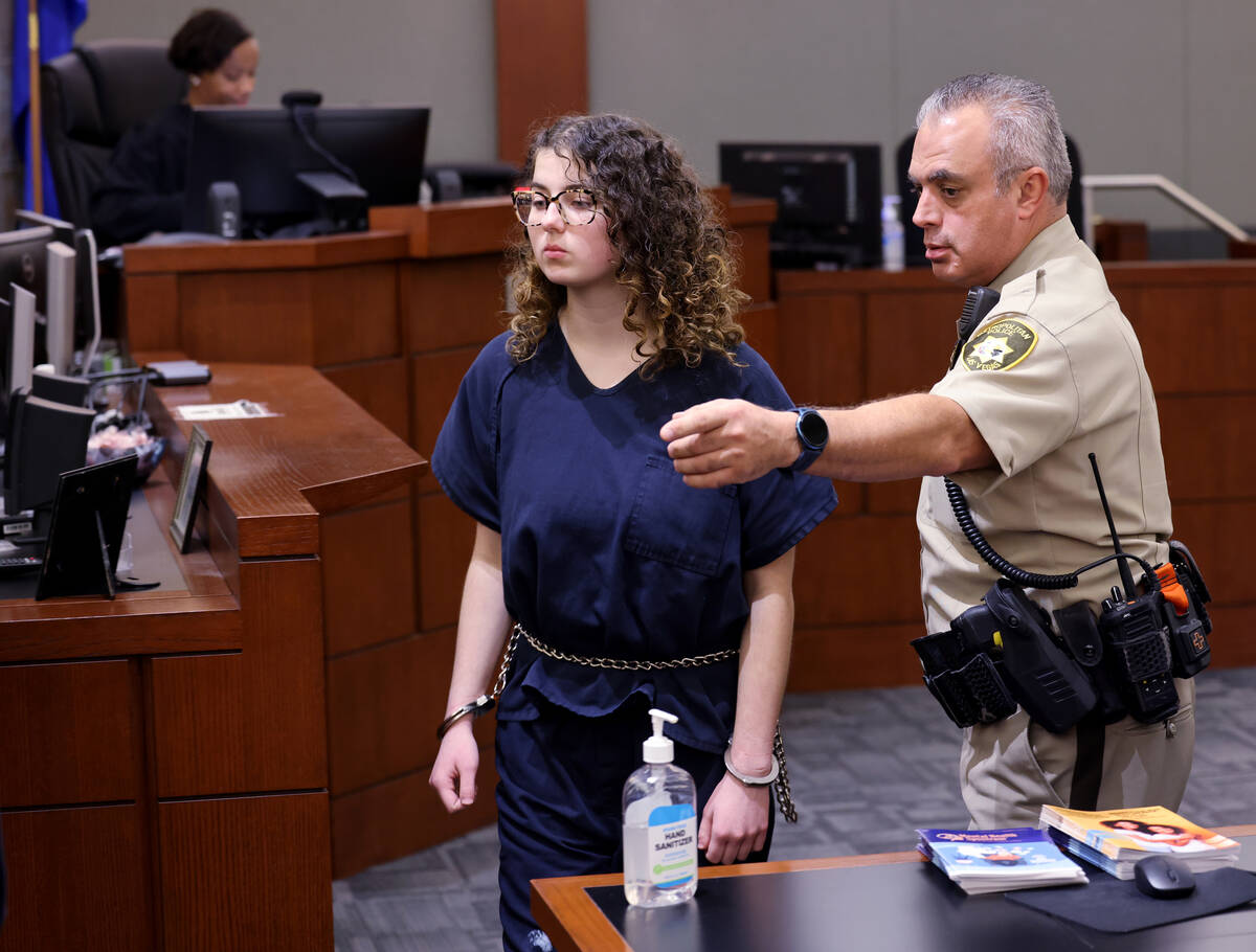 Sierra Halseth is led out of court after sentencing at the Regional Justice Center in Las Vegas ...