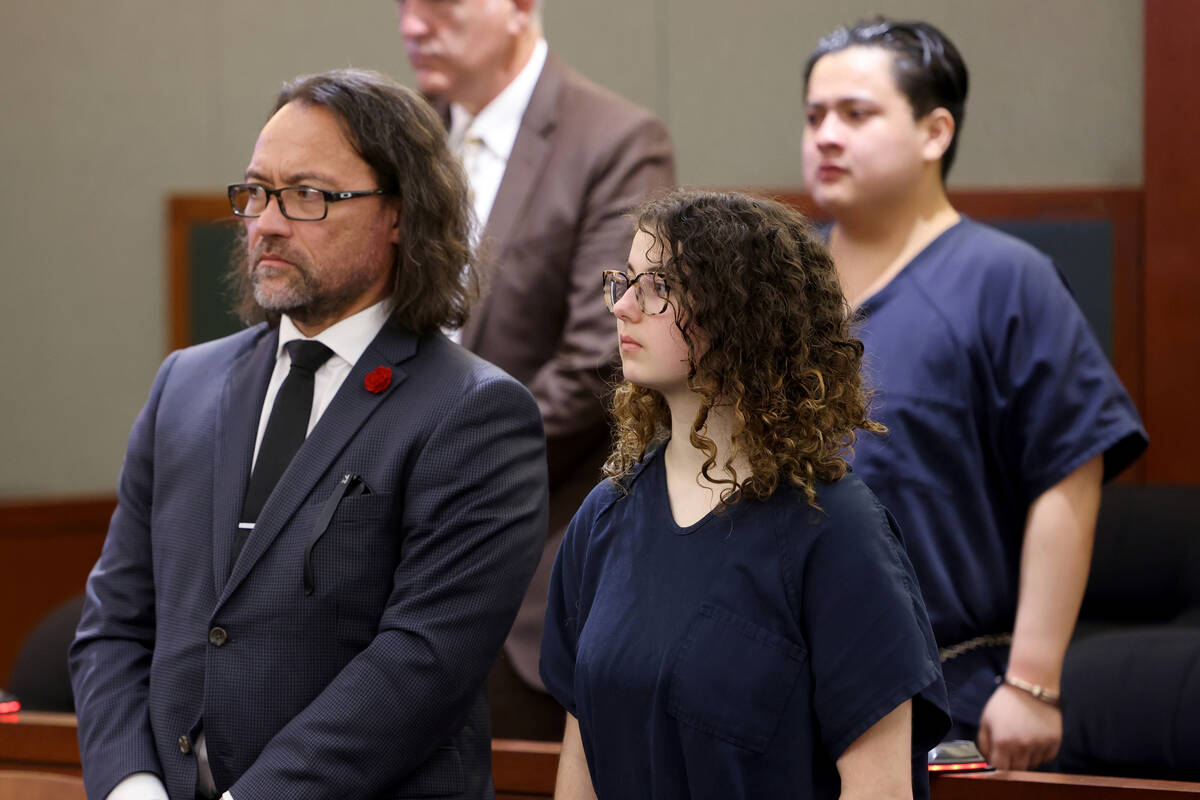 Sierra Halseth, with her attorney Michael Sanft, and Aaron Guerrero, with his Attorney Gabriel ...