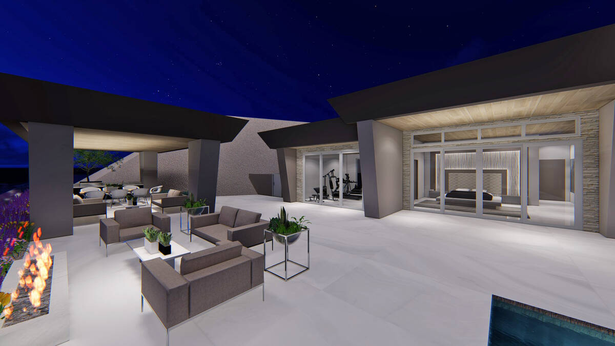 The master bedroom looks out to the patio. (Corcoran Global Living)