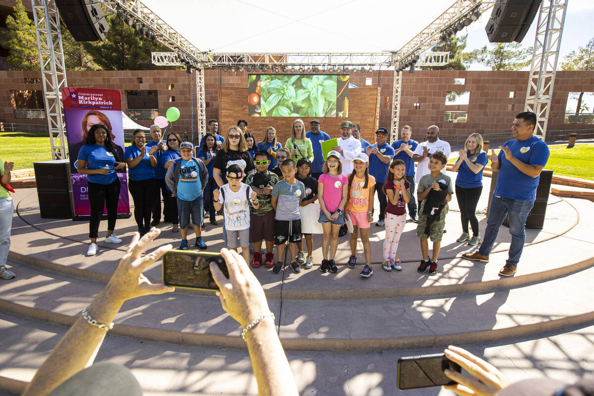 During Green Our Planet’s student farmers market at the Clark County Government Center o ...
