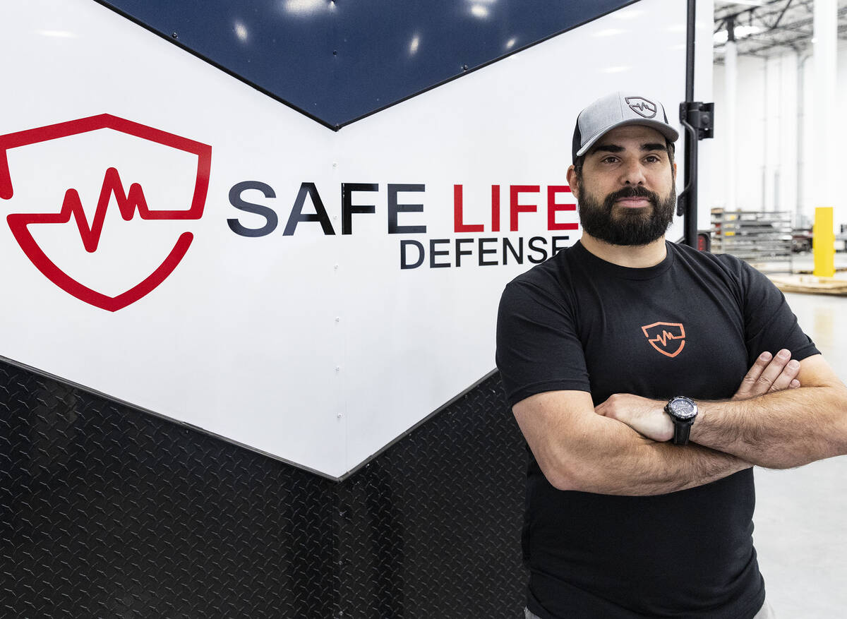 Nick Groat, founder and CEO of Safe Life Defense, poses for a photo at his Henderson based comp ...