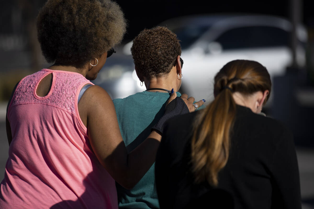 Nevada State Sen. Pat Spearman holds a press conference to speak on a shooting at her home invo ...