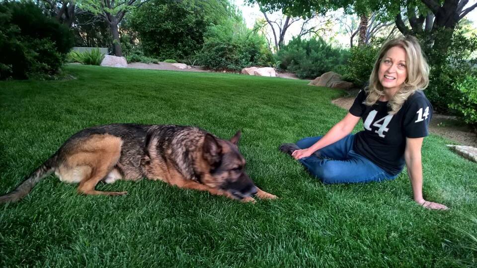 Jeri Goodkind with her husband, Terry's, German shepherd, Zimmer, who passed away a few months ...