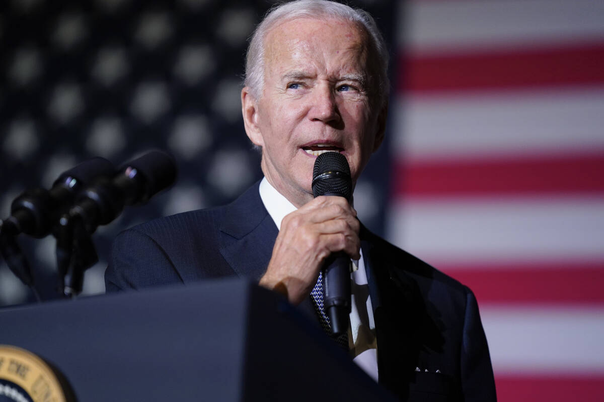 President Joe Biden speaks about student loan debt relief at Delaware State University, Friday, ...