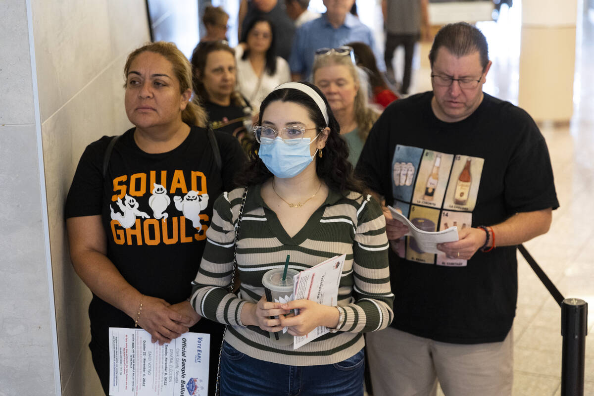 Carla Cervantes, from left, her nice Amira Ezzarhri, 18, and her husband Mike Stock, wait in li ...