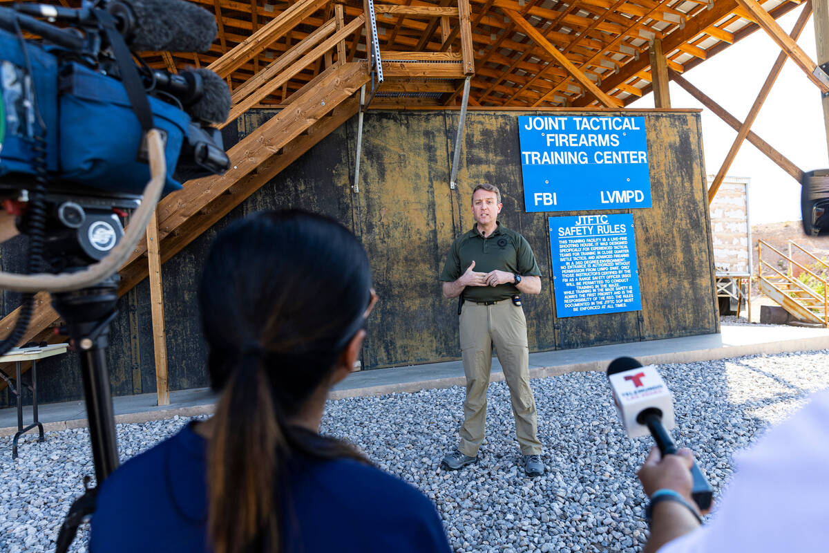 FBI Special Agent in Charge, Las Vegas Division Spencer Evans speaks during a range day held by ...