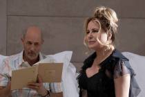 Jennifer Coolidge with John Gries in a scene from "The White Lotus." (Fabio Lovino/HBO)