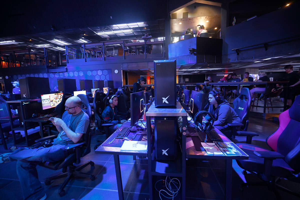 People play games, Friday, Sept. 2, 2022, at the HyperX Arena in Las Vegas. (Chitose Suzuki/Las ...