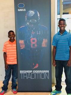 Zachariah Branch, left, and Zion Branch pose for a photo at Bishop Gorman. (Renee Branch)