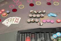 Playing Crazy-4 poker Monday, Oct. 24, 2022, at the Flamingo Las Vegas, one player hit a royal ...