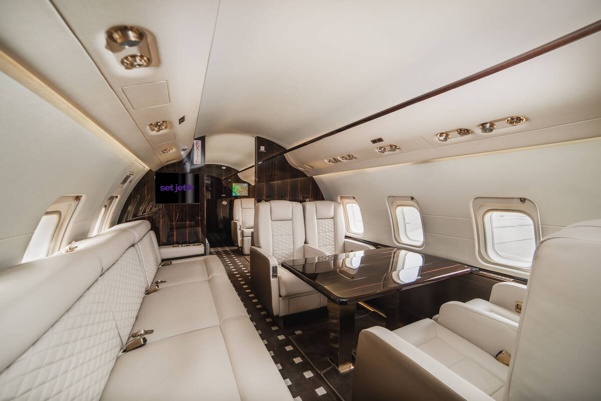 A cabin interior from one of Set Jet's Bombardier Challenger 850 jet aircraft. (Courtesy Set Jet)