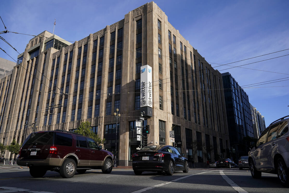 Twitter headquarters in San Francisco is pictured, Wednesday, Oct. 26, 2022. A court has given ...