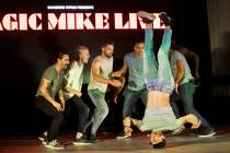 Dancers with "Magic Mike Live" perform during a promotional event at Sahara Las Vegas on April ...