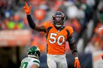 Denver Broncos linebacker Jonas Griffith (50) during the second half of an NFL football game, S ...