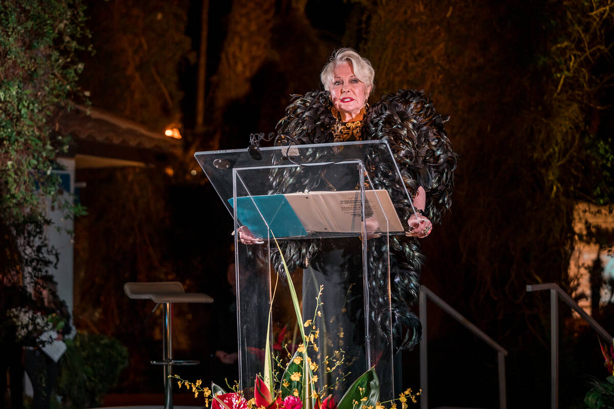 Lynette Chappell, long known as "The Evil Queen" in Siegfried & Roy's show, addresses 200 VIP g ...
