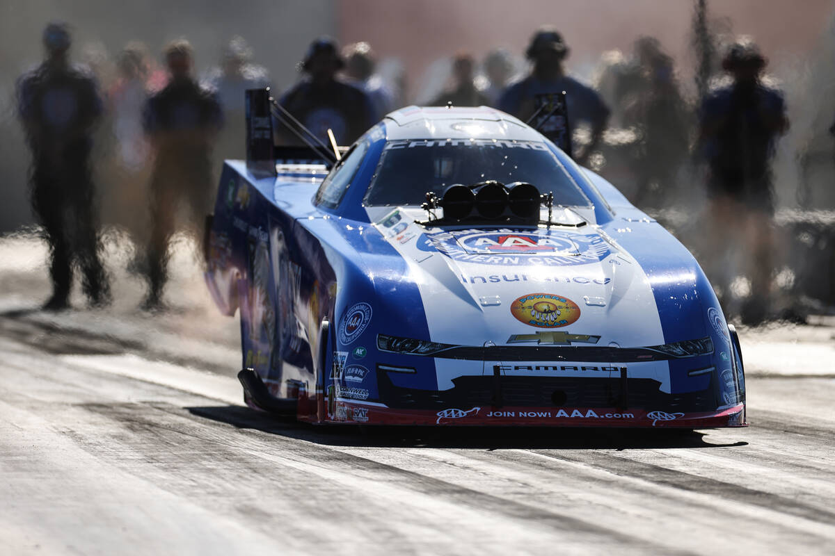 Robert Hight races in the Funny Car NHRA Nevada Nationals at the Las Vegas Motor Speedway on Su ...