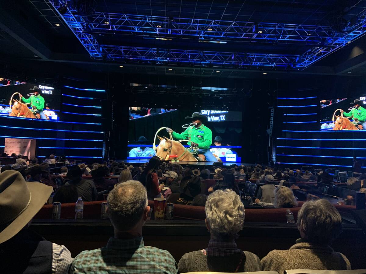 A packed house at the South Point Showroom takes in one of the nightly viewing parties during t ...