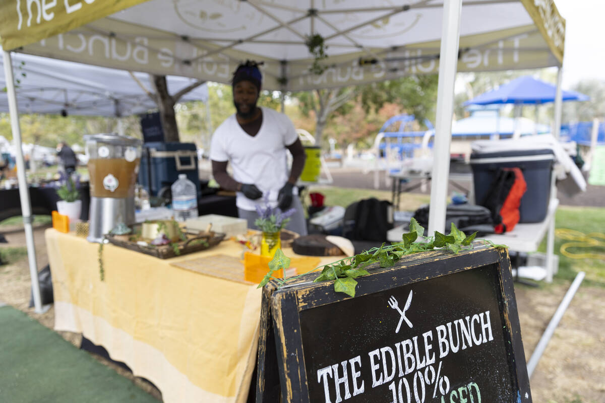 Myles Bunch, owner of a plant-based food business called The Edible Bunch, prepares his food st ...