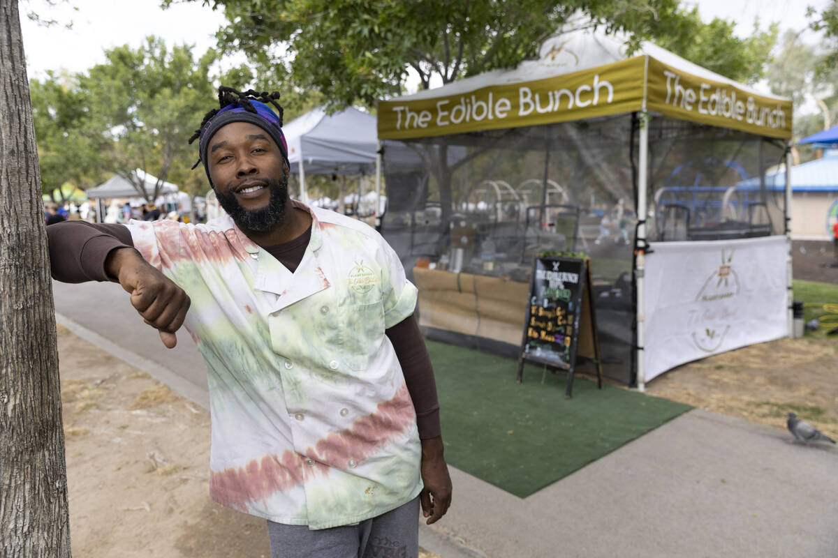 Myles Bunch, owner of a plant-based food business called The Edible Bunch, poses for a portrait ...