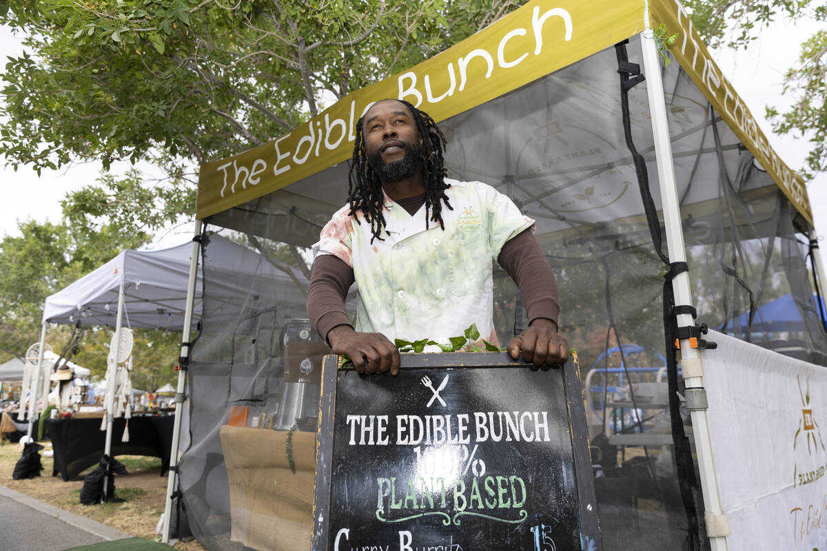 Myles Bunch, owner of a plant-based food business called The Edible Bunch, poses for a portrait ...