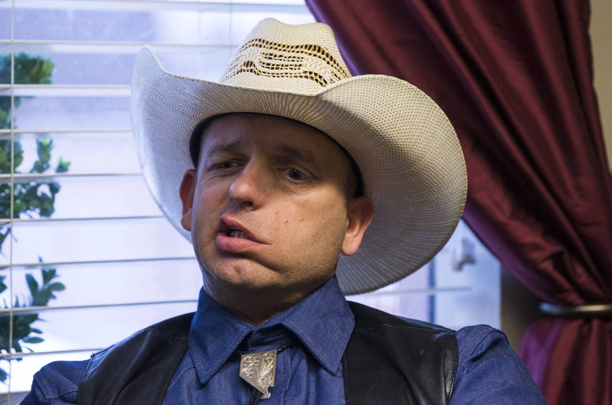 Ryan Bundy, son of Bunkerville rancher Cliven Bundy, is seen in downtown Las Vegas on Jan. 9, 2 ...