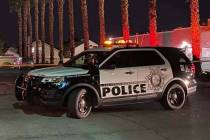 Las Vegas police investigate a homicide in the 5700 block of East Charleston Boulevard on Wedne ...