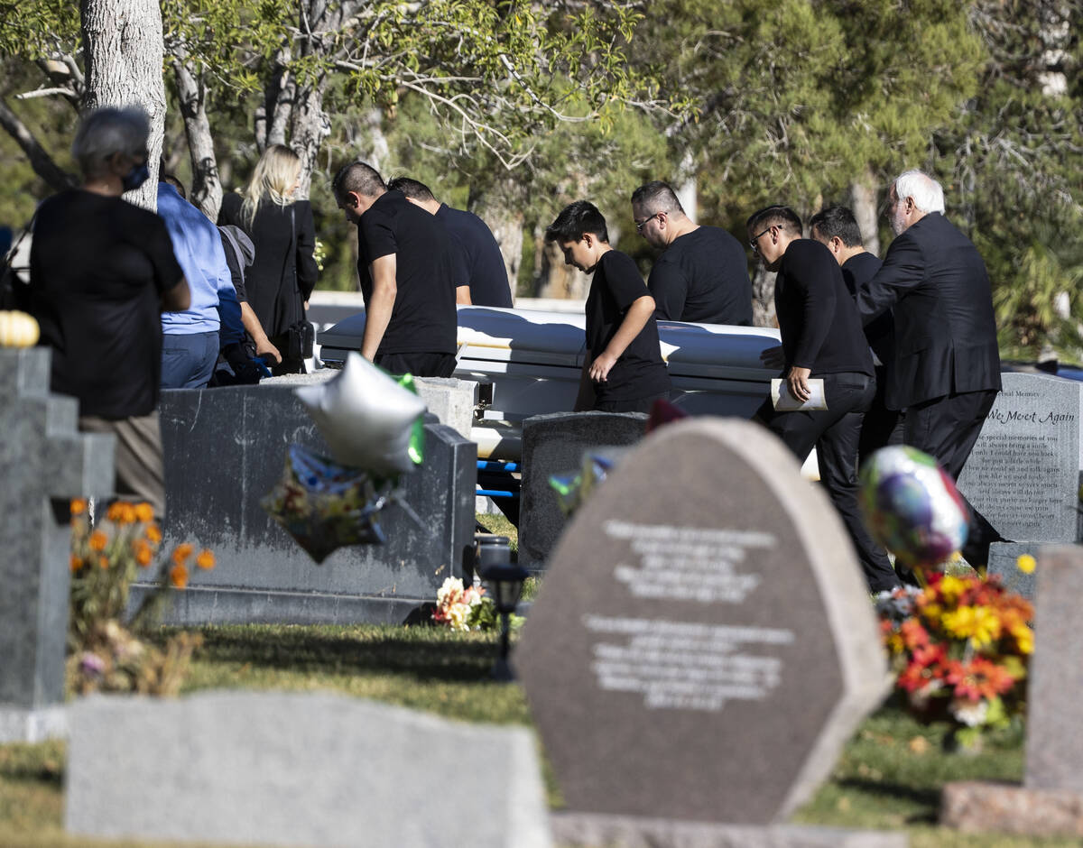 Pallbearers carry the casket of Tina Tintor, killed in former Raiders wide receiver Henry Ruggs ...
