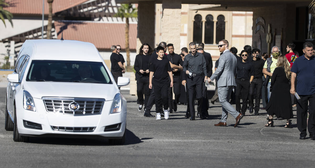 Mourners leave St. Simeon Serbian Orthodox Church after attending Tina Tintor’s, killed ...
