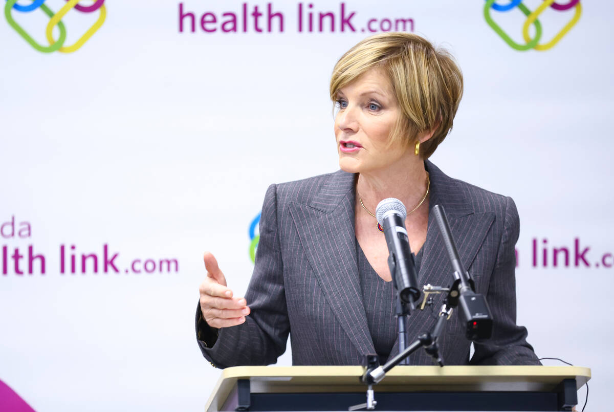 U.S. Rep. Susie Lee, D-Nev., speaks during a news conference kicking off the start of state's a ...