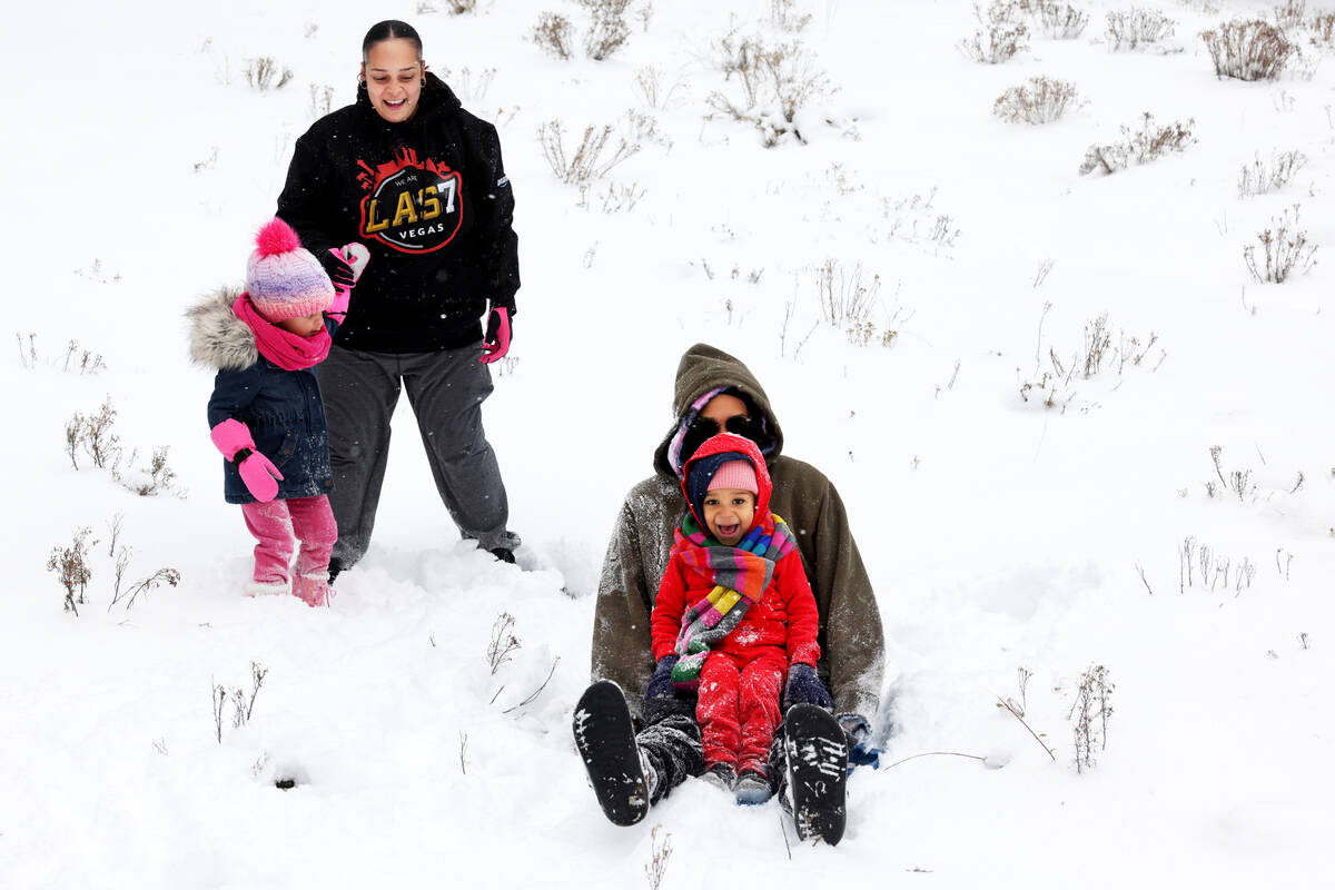 Angel Frias-Irizarry, 3, from left, her mom Angie Frias-Irizarry, Greyson Murdock, 3, and his m ...