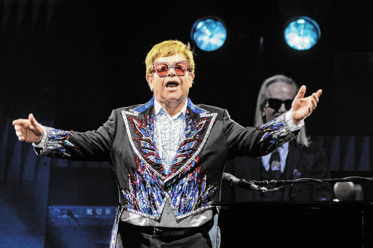 Elton John acknowledges the crowed during his ''Farewell Yellow Brick Road,'' final tour at All ...