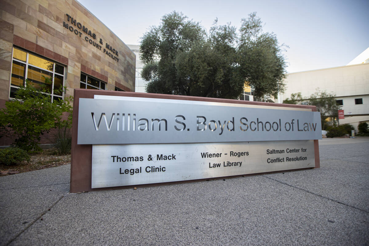 The Boyd Law School at UNLV is seen on Nov. 15, 2022, in Las Vegas. (Chase Stevens/Las Vegas Re ...