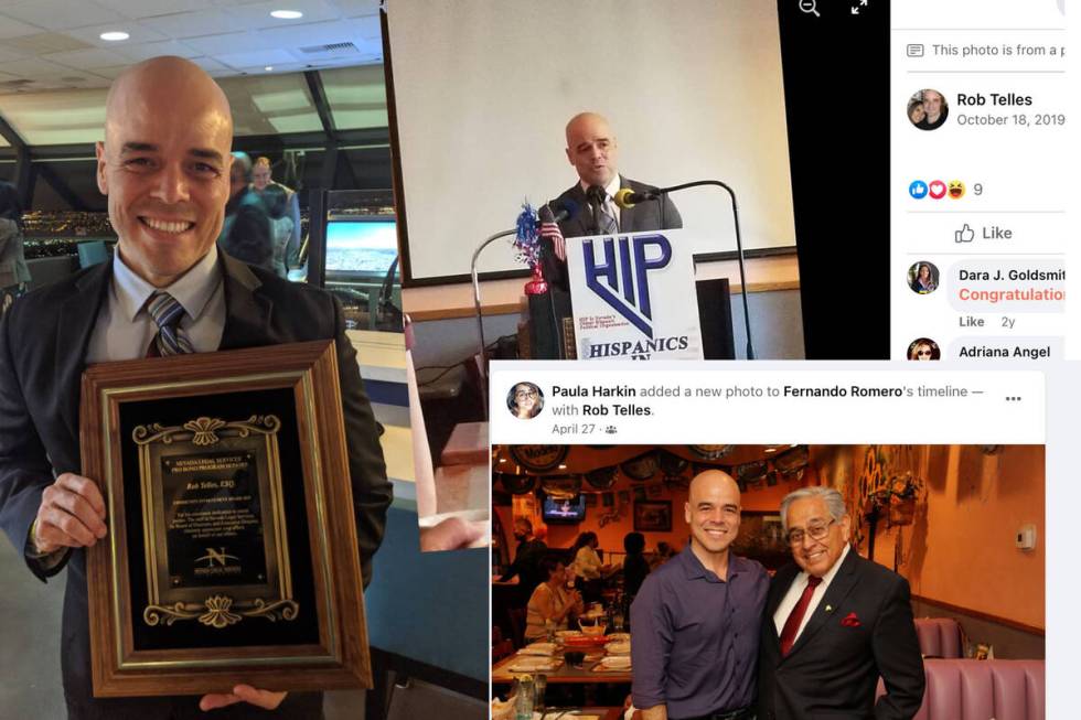 A collage of screenshots taken from Robert Telles' Facebook page in September shows his communi ...